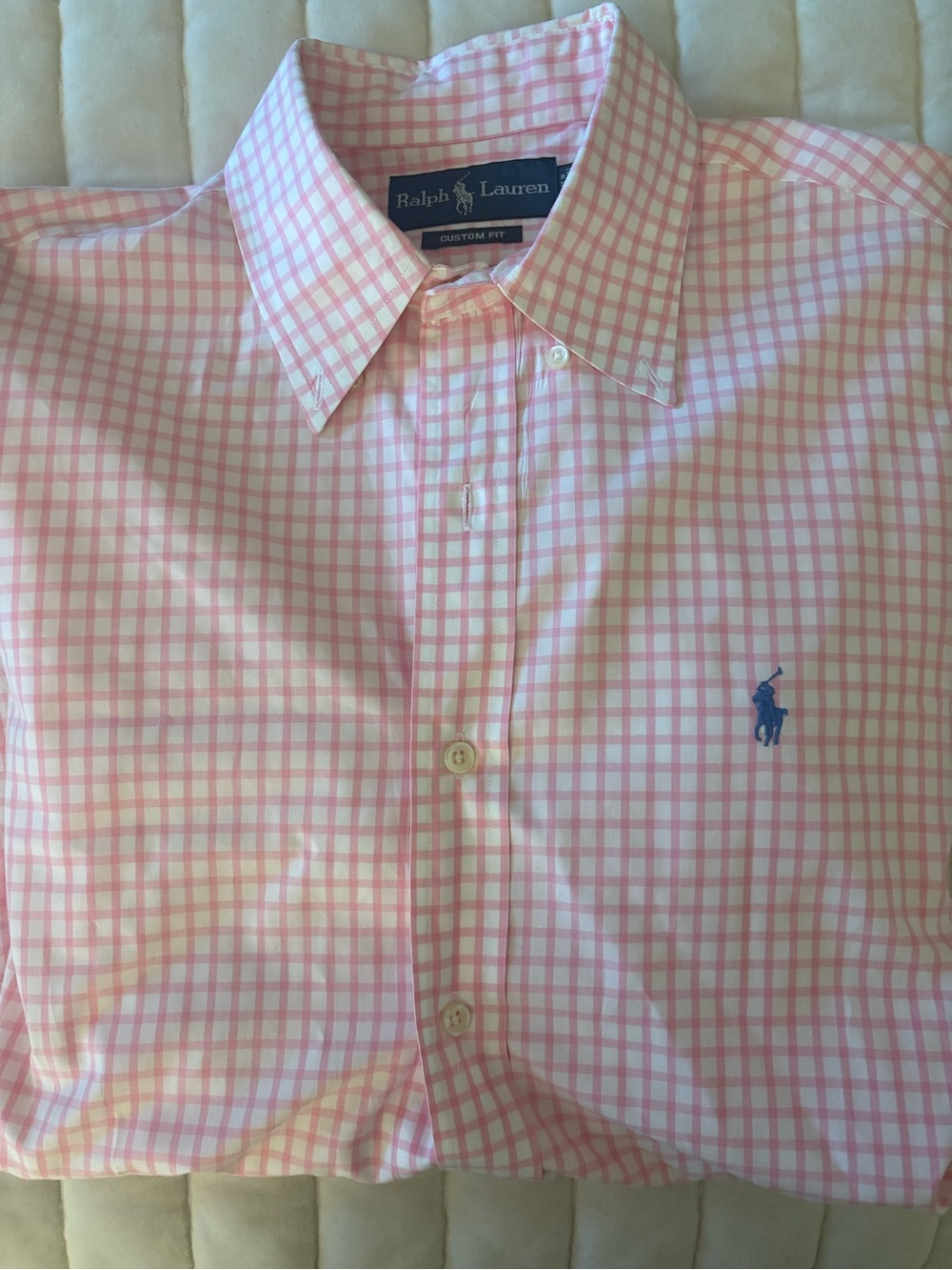 Ralph Lauren Pink and White Check Button-Down Dress Shirt